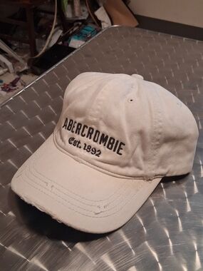Abercrombie & Fitch Ivory Baseball Cap with Black Embroidery